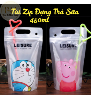 Túi zip đựng trà sữa 450ml